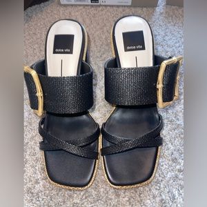 Dolce Vita block heel rattan heels